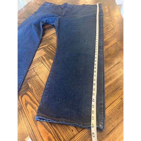 Wrangler Denim Blue Jeans 52x32 Western Cowboy Barn Farm Aztec Rodeo Workwear - Picture 7 of 9